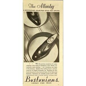 Bostonians Shoes for Men "The Allonby, style for spring" Vintage Print Ad 1931